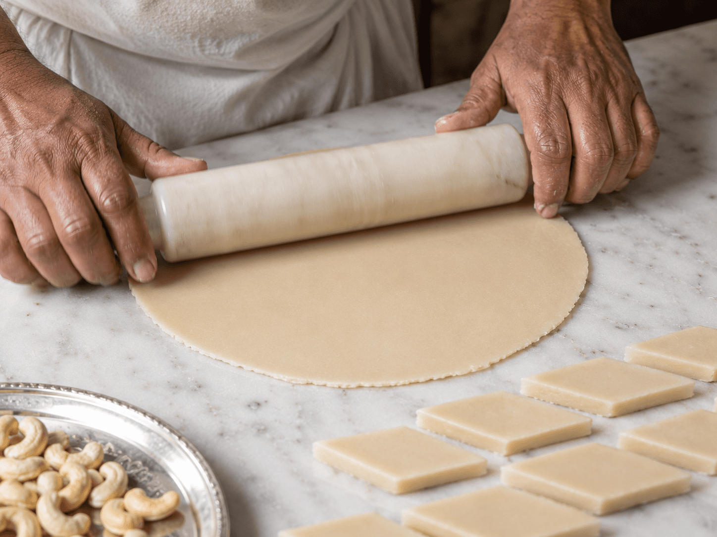 Making Kaju Katli