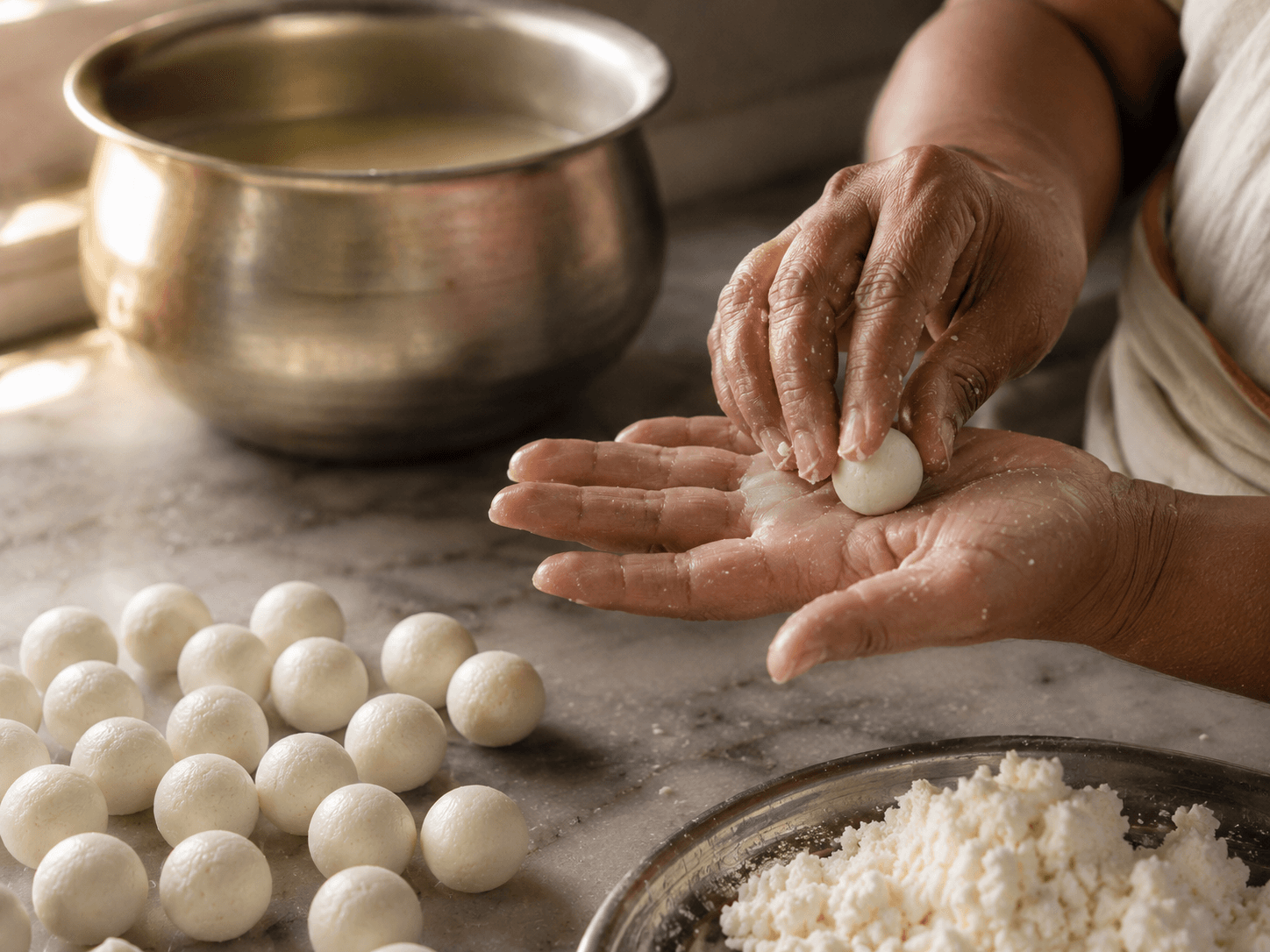 Making Kesar Rasgulla